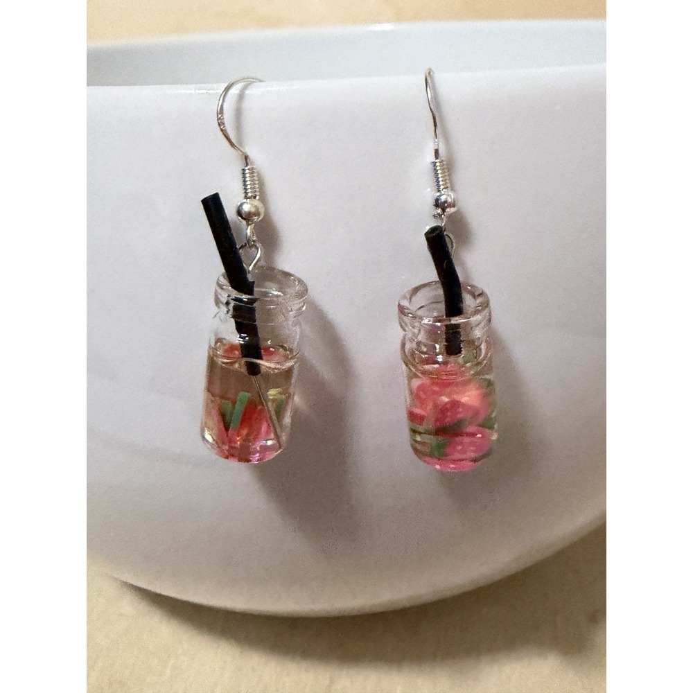 Strawberry Fruit Cup Sterling Earrings